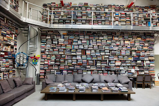 a picture of karl lagerfeld's library