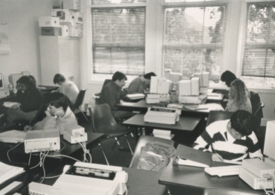 Working on computers, 1986.